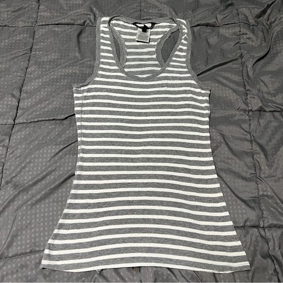 BCBG max azria gray white striped tank long length size small - Picture 2 of 8